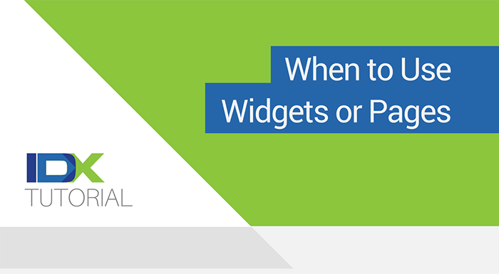 when to use widgets or pages