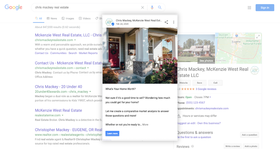 Google My Business post example