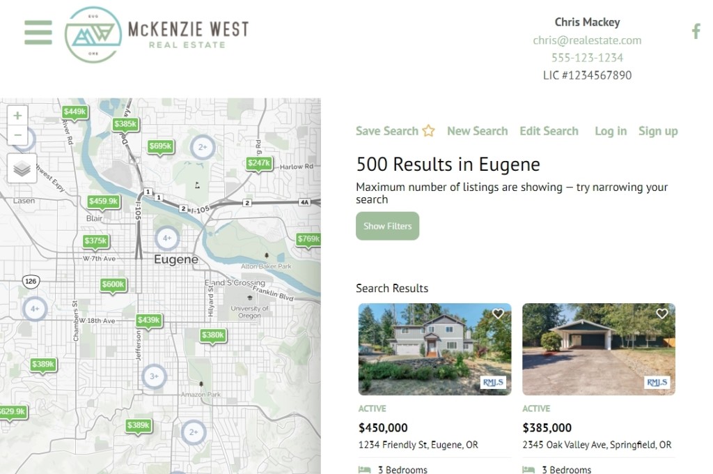 real estate results page