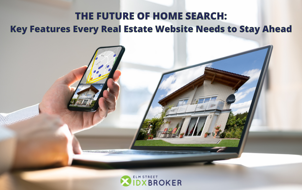 Real estate website search interface with the title 'The Future of Home Search: What Today’s Buyers Expect from Real Estate Website Features' displayed.