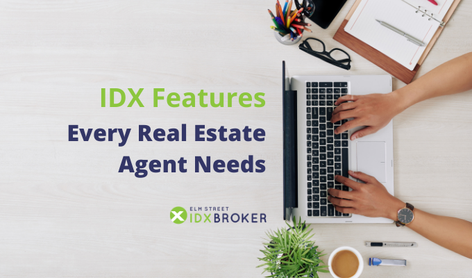A real estate agent researching the best IDX features for real estate websites on a laptop at a modern workspace