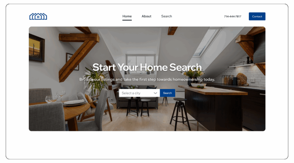 Real estate website homepage using the Breeze template by IDX Broker Elite with mobile-optimized user experience